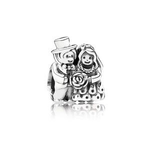 Pandora Retired Sterling Silver Mr. and Mrs. Wedding Married Couple Charm
